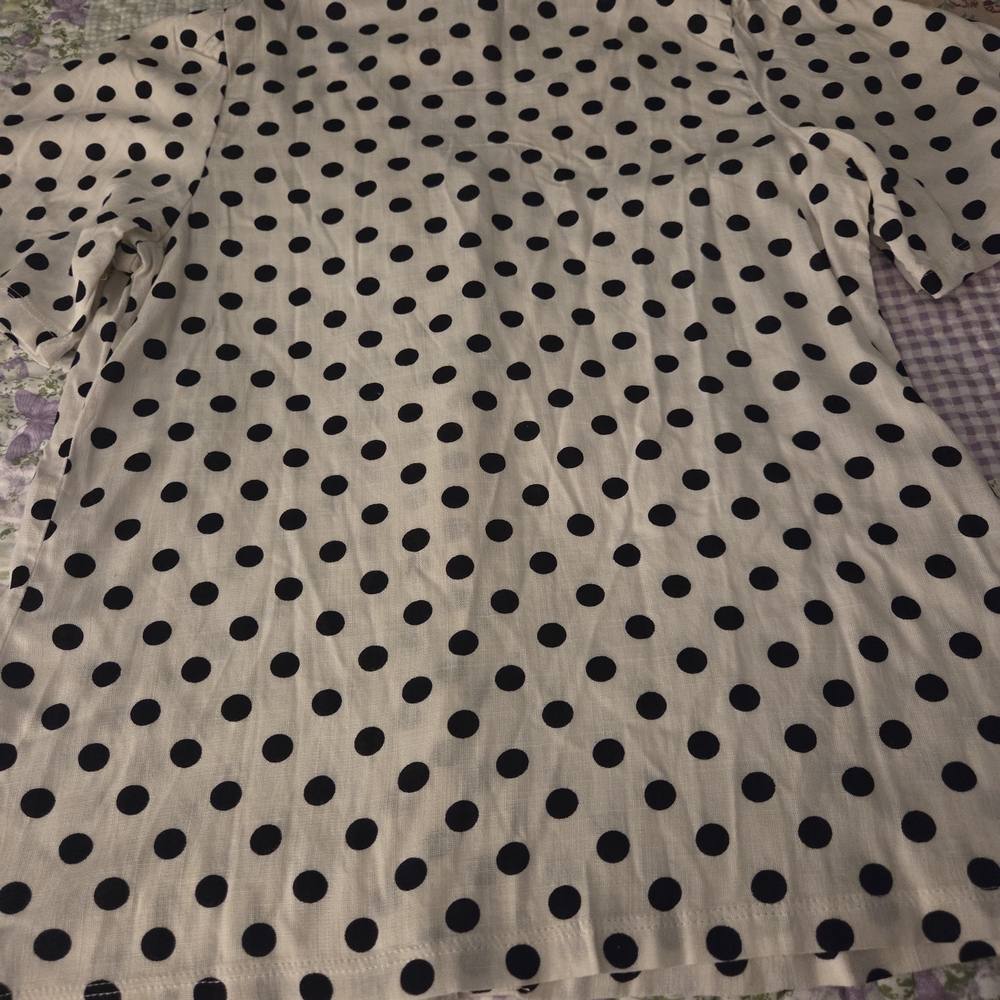Jones New York White Blouse with Black Polka Dots - Picture 7 of 7